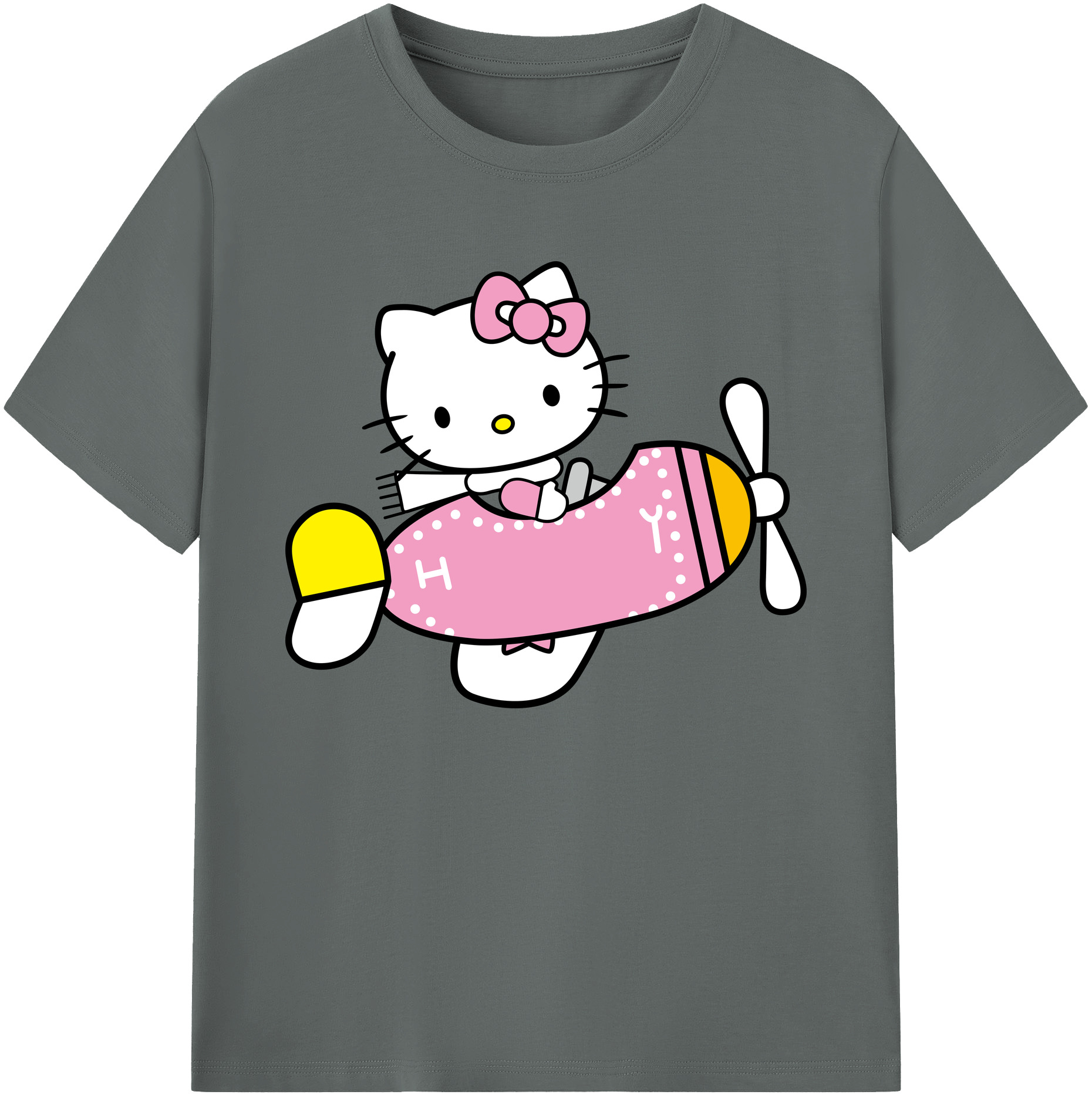 （画像用） Hello Kitty ハローキティ 綿100％ メンズ半袖Tシャツ｜肌触りやわらか＆通気性